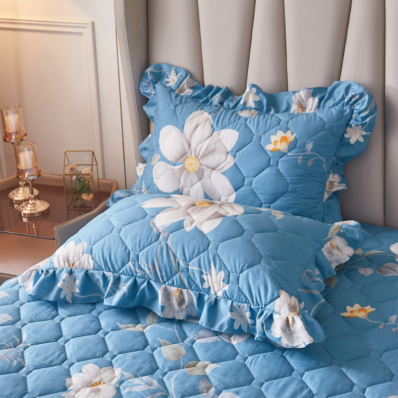 加厚加棉夹棉花边拉链枕套枕芯套双人大人情侣枕皮枕头套印花枕罩