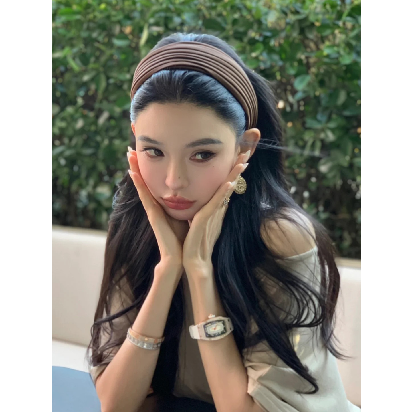 Busan复古高端大气宽边褶皱发箍轻奢老钱风气质高颅顶头箍发卡女