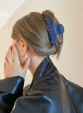 Busan时尚复古波点醋酸抓夹emijay同款甜美高级感鲨鱼夹发夹发饰