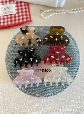 Busan韩国精致满天星水钻醋酸小半圆抓夹公主夹侧边高级感刘海夹