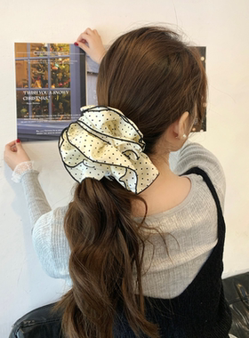 Busan温柔气质波点大肠发圈发绳头饰2025年早春高级感扎马尾头绳