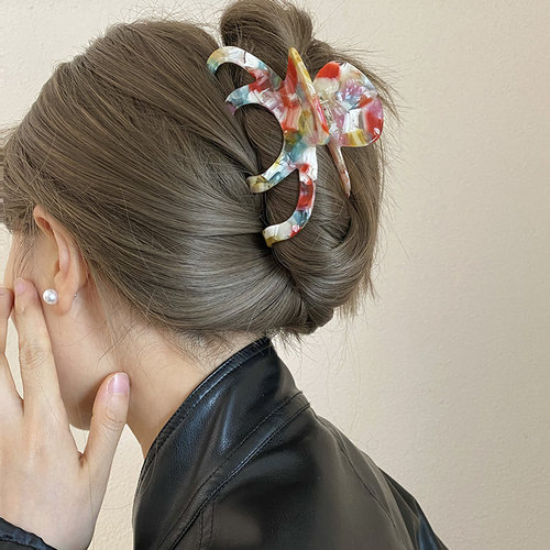 Busan韩国高级感南瓜大号醋酸抓夹女法式复古气质盘发鲨鱼夹发夹