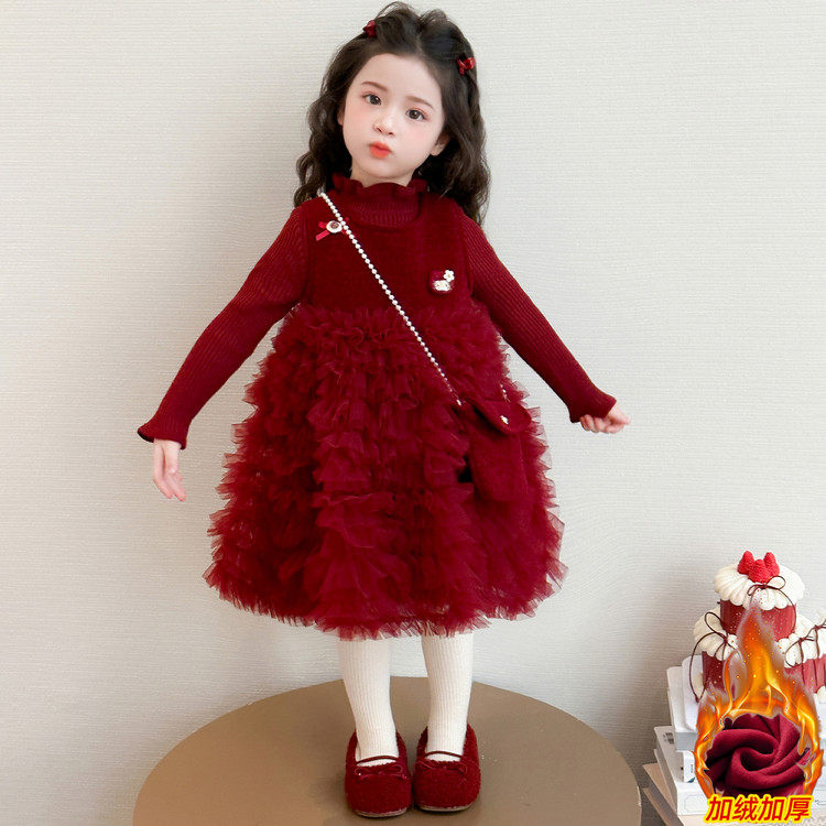 2025新款拜年套装加绒树莓甜心蛋糕裙礼服生日套装两件拜年服,童装/婴儿装/亲子装,连衣裙,淘宝优惠券,粉丝福利购,淘宝优惠卷