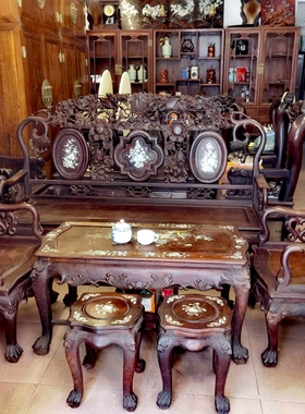 越南大红酸枝红木家具实木家具6件套