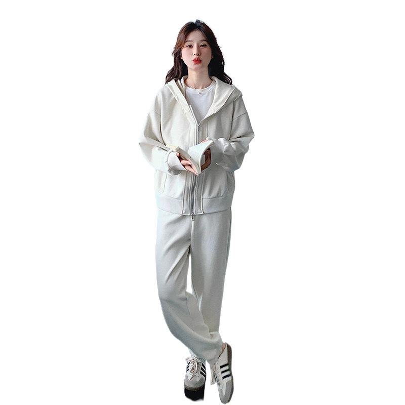 现货215-24029-P175简约连帽卫衣套装上下件两件套（控258）,女装短外套,婷丫丫