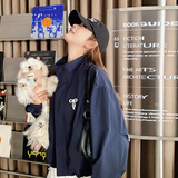 藏青色美式工装外套上衣套装裙女春季新款设计感蕾丝半身裙两件套，女装短外套，婷丫丫