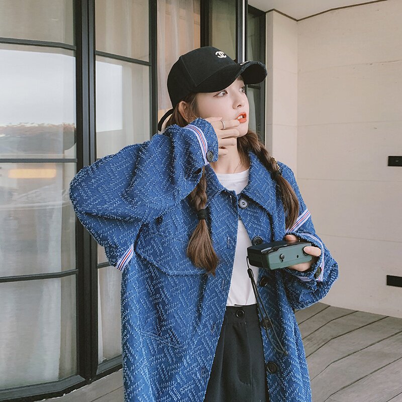 港风复古设计感牛仔外套女2025年春季新款小个子宽松显瘦短款上衣,女装短外套,婷丫丫