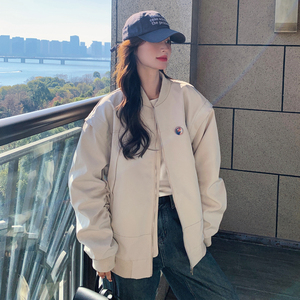 美式慵懒chic棒球服外套女春秋2025新款独特超好看学院风百搭夹克图片