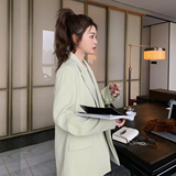 绿色高级感西装外套女春秋2025新款气质时尚小众设计感英伦风西服，女装西装，婷丫丫