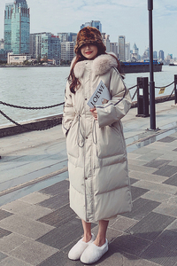 现货 215-M117加厚长款棉衣过膝毛领棉服（限）图片