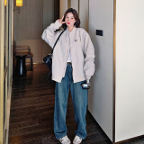 现货215-24023-P115米灰色外套棒球服新款（控188），女装短外套，婷丫丫