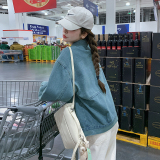 美式chic复古蓝色牛仔外套女2025春秋独特漂亮休闲超好看夹克上衣，女装短外套，婷丫丫