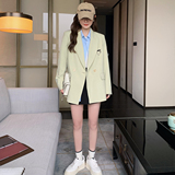 绿色高级感西装外套女春秋2025新款气质时尚小众设计感英伦风西服，女装西装，婷丫丫