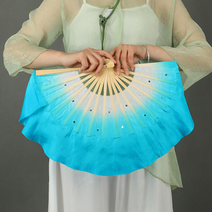 一对扇7寸真丝舞蹈扇儿童跳舞扇春花蝶舞红色幼儿园表演小花戏