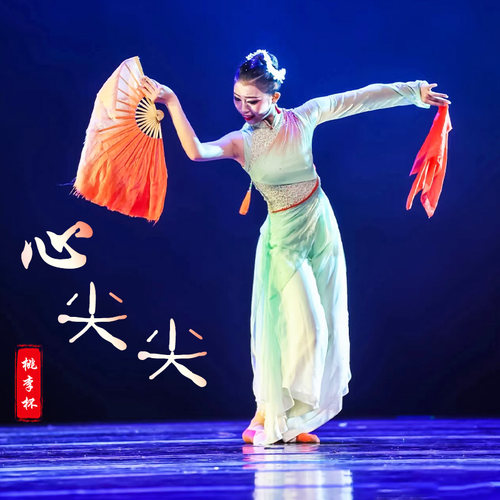 桃李杯心尖尖舞蹈扇子真丝丝巾