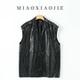皮衣女中长款 2025秋新款 海宁真皮无袖 高端油蜡绵羊皮马甲背心外套