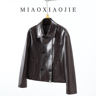 短款 今年流行爆款 羊皮机车皮夹克外套女 皮衣2026早春新款 朱珠同款