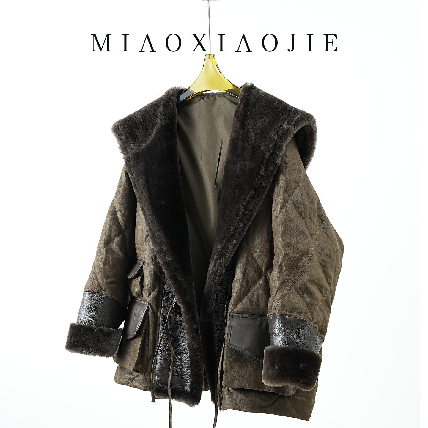 欧货鹅绒皮毛一体翻领皮草羽绒服