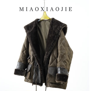 欧货鹅绒皮毛一体大翻领皮草羽绒服女中长款 高端保暖外套 宽松韩版