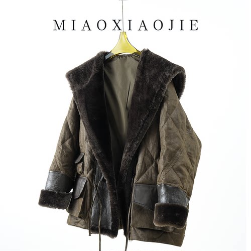 欧货鹅绒皮毛一体翻领皮草羽绒服