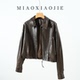 欧洲站高端油蜡羊皮真皮皮衣女短款 2025秋冬新款 小个子皮夹克外套