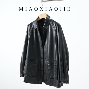 2025新款 全植鞣羊皮真皮中长款 阔版 皮衣宽松大码 皮风衣外套 衬衫