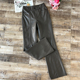 喇叭裤 女长裤 纯小羊皮真皮高腰开叉皮裤 欧洲站2025春秋新款