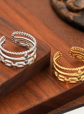 不锈钢戒指女欧美小众设计感