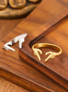 欧美风爱心钛钢戒指女款