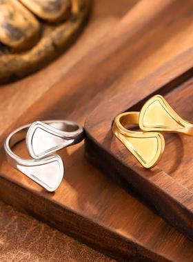 欧美冷淡风异形光面钛钢戒指