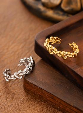 欧美简约爱心开口戒指女复古风