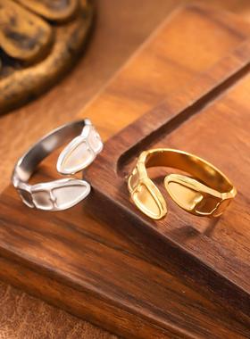 复古不锈钢交叉调节女戒