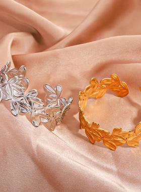 花朵拼接宽手镯女时尚小众