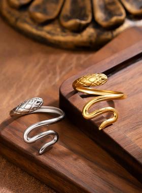 朋克风蛇形可调不锈钢戒指