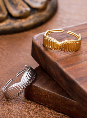 欧美简约不规则不锈钢戒指