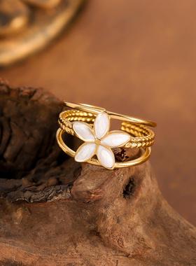 欧美轻奢滴油花朵不锈钢女戒