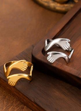 欧美真金电镀不锈钢嘻哈指环