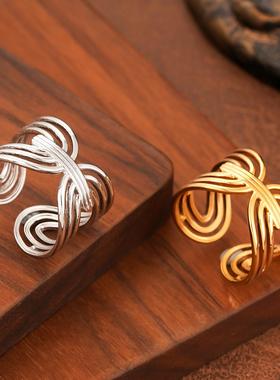 欧美轻奢不锈钢几何戒指