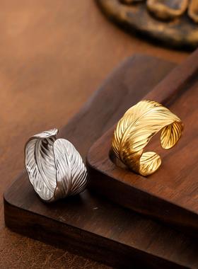 欧美ins风钛钢轻奢镀金戒指