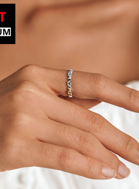 百搭原创纯银s925彩虹之心戒指女 彩色锆石心形镀白金指环手饰