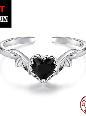 艾芙乐个性爱心翅膀开口戒可调节