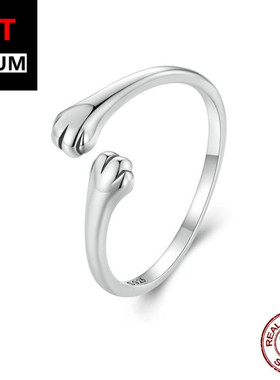 艾芙乐原创可爱猫爪戒指s925纯银