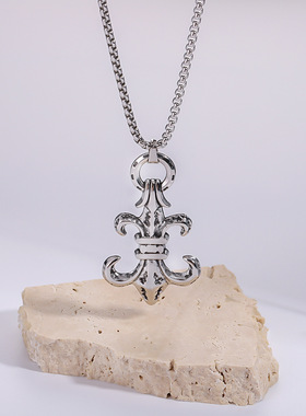 克罗芯船锚吊坠泰银十字链