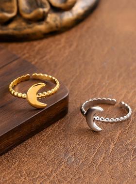 法式复古钛钢镀金可调节戒指