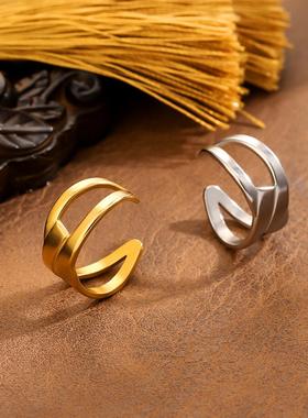 复古风钛钢轻奢开口戒指