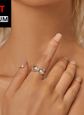 饰品跨境新款蝴蝶结大主石戒指s925纯银镀白金少女心指环饰品女