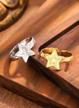 欧美极简钛钢轻奢复古戒指