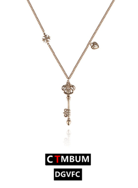 鸢尾花钥匙吊坠项链女款小众设计