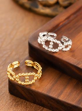 油压钛钢戒指女高级感开口戒