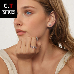 饰品跨境小清新百搭丁香花戒指耳钉首饰套装s925纯银饰品女爆款